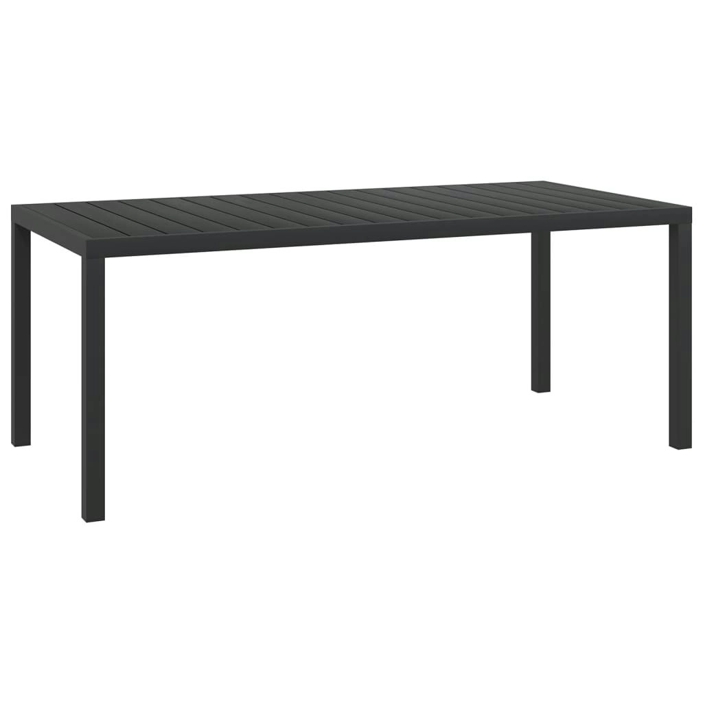 Garden Table Black 185x90x74 cm Aluminium and WPC 42792