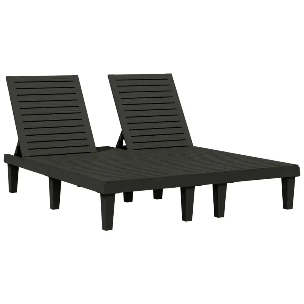 Double Sun Lounger Black 155x138x83 cm Polypropylene 364150