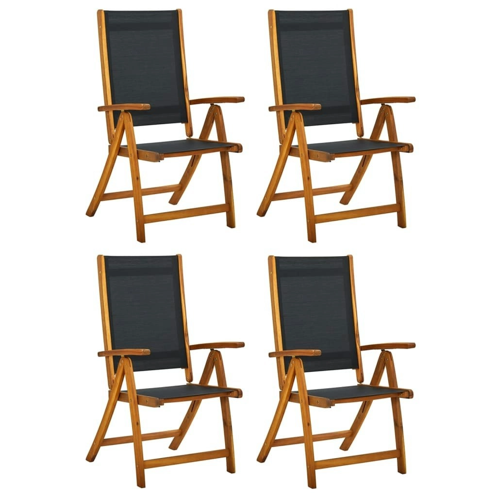 Folding Garden Chairs 4 pcs Solid Wood Acacia and Textilene 3120454