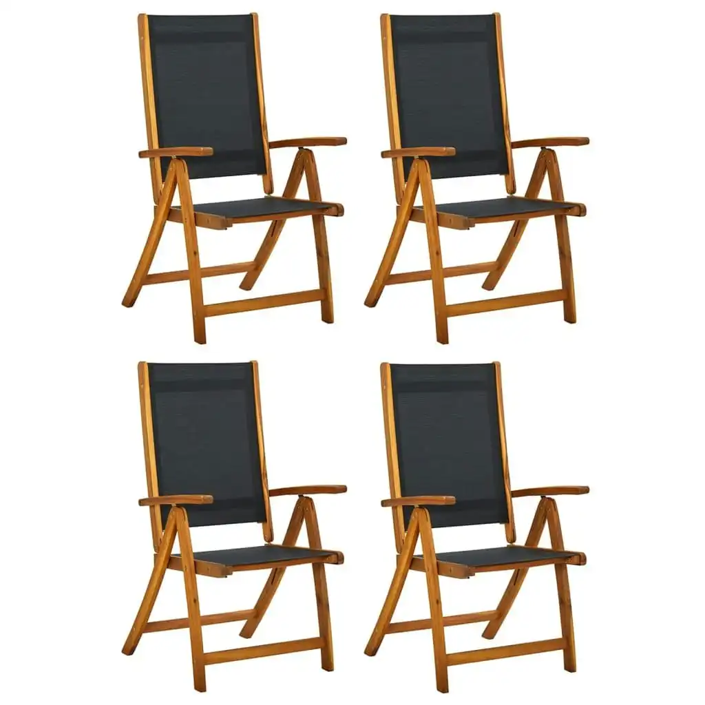 Folding Garden Chairs 4 pcs Solid Wood Acacia and Textilene 3120454