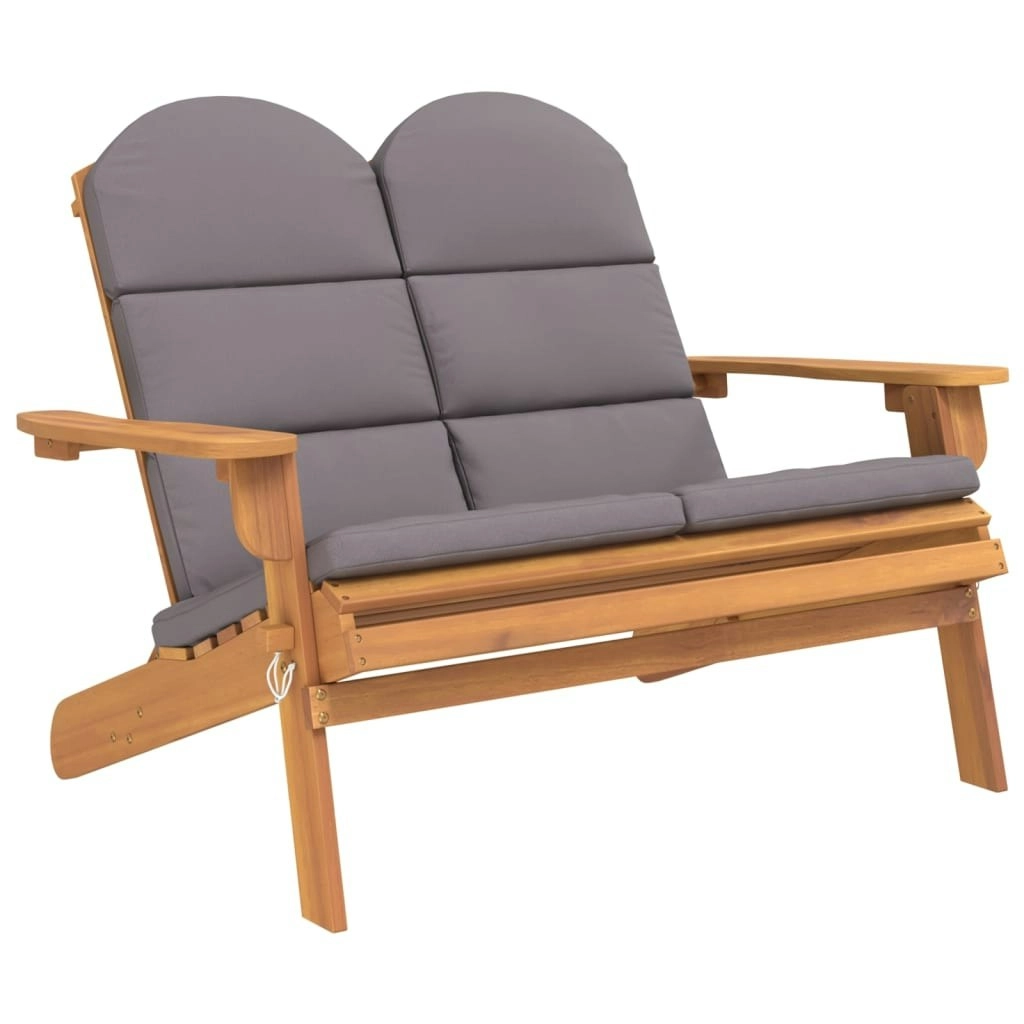 Adirondack Garden Bench with Cushions 126 cm Solid Wood Acacia 360040