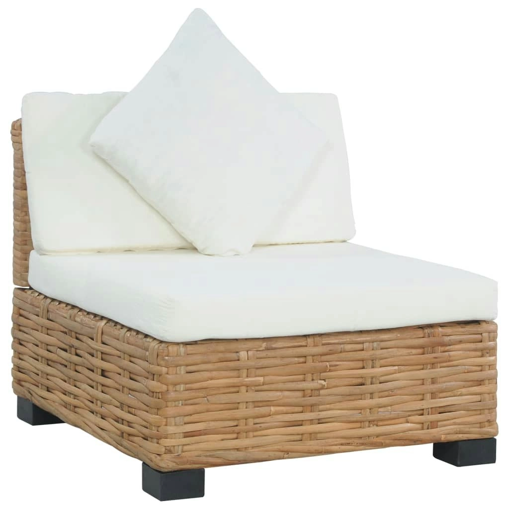 Armless Sofa with Cushions Natural Rattan 286280