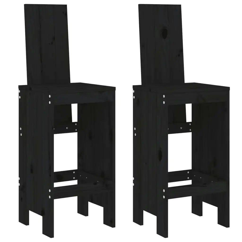 Bar Stools 2 pcs Black 40x42x120 cm Solid Wood Pine 825356