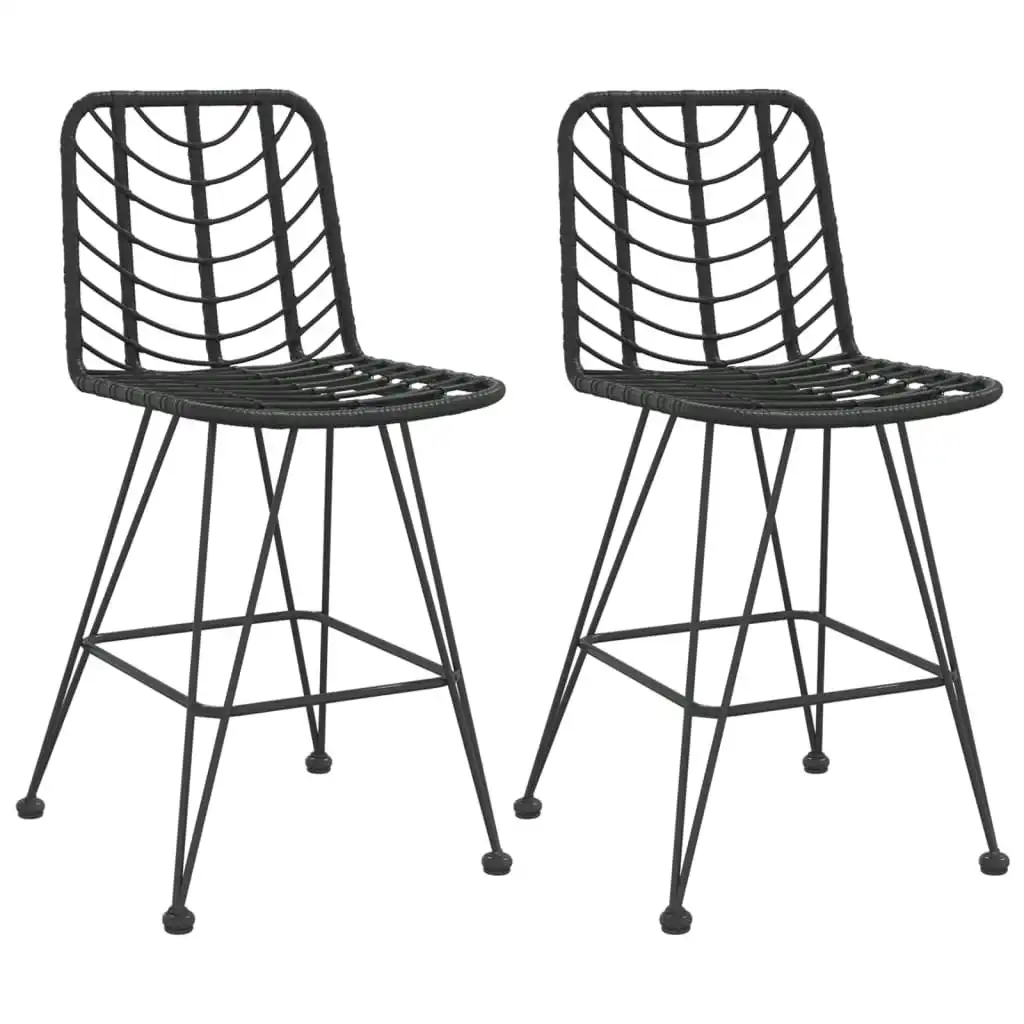 Bar Stools 2 pcs Black 45x56x103.5 cm PE Rattan and Steel 319431