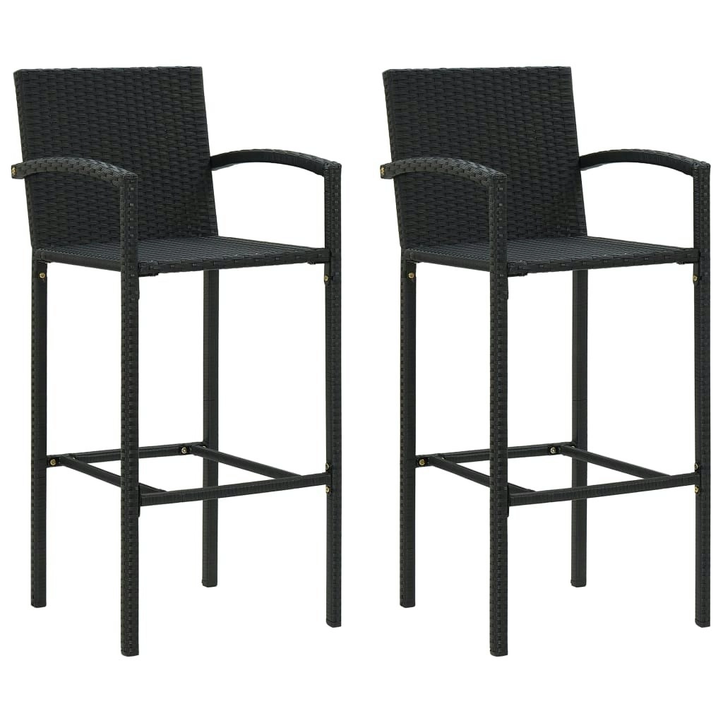 Bar Stools 2 pcs Black Poly Rattan 313452