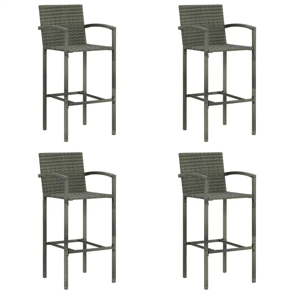 Bar Stools 4 pcs Grey Poly Rattan 313456