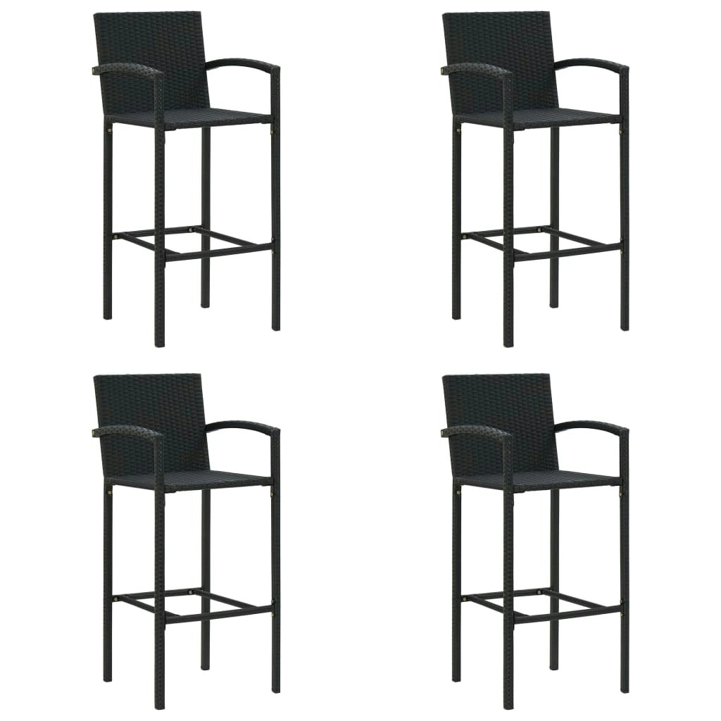 Bar Stools 4 pcs Black Poly Rattan 313455