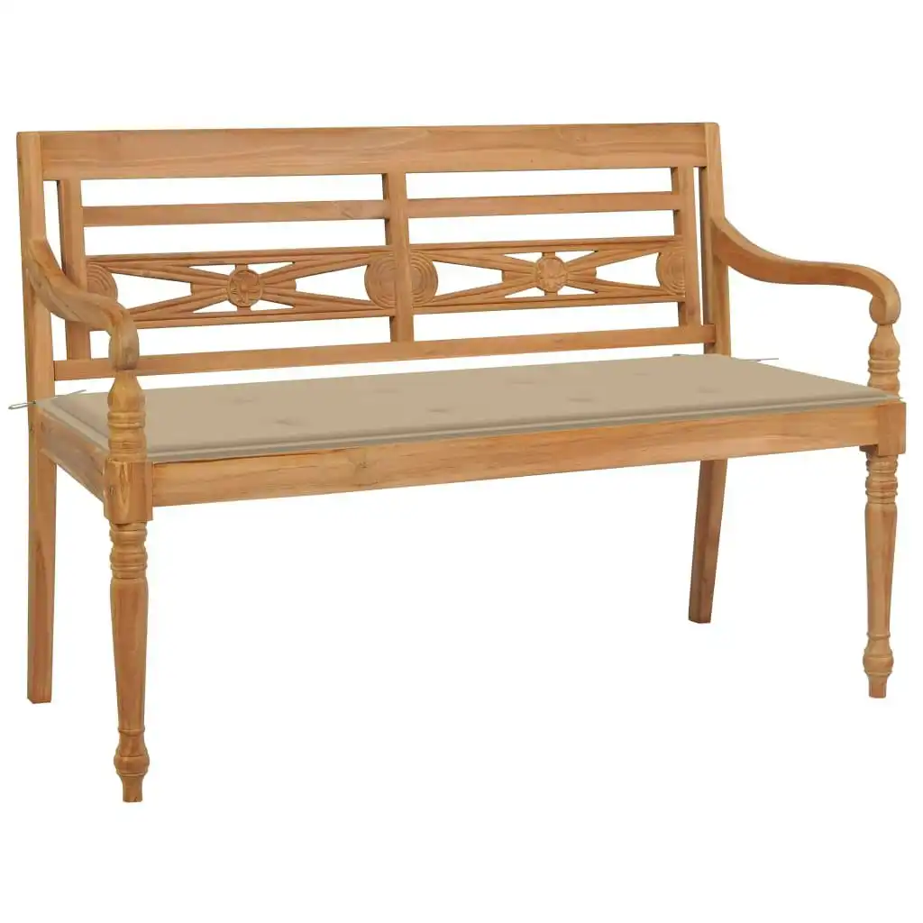 Batavia Bench with Beige Cushion 120 cm Solid Teak Wood 3062157