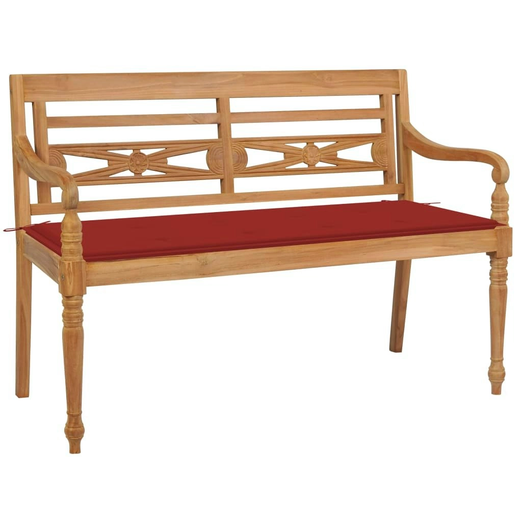 Batavia Bench with Red Cushion 120 cm Solid Teak Wood 3062160