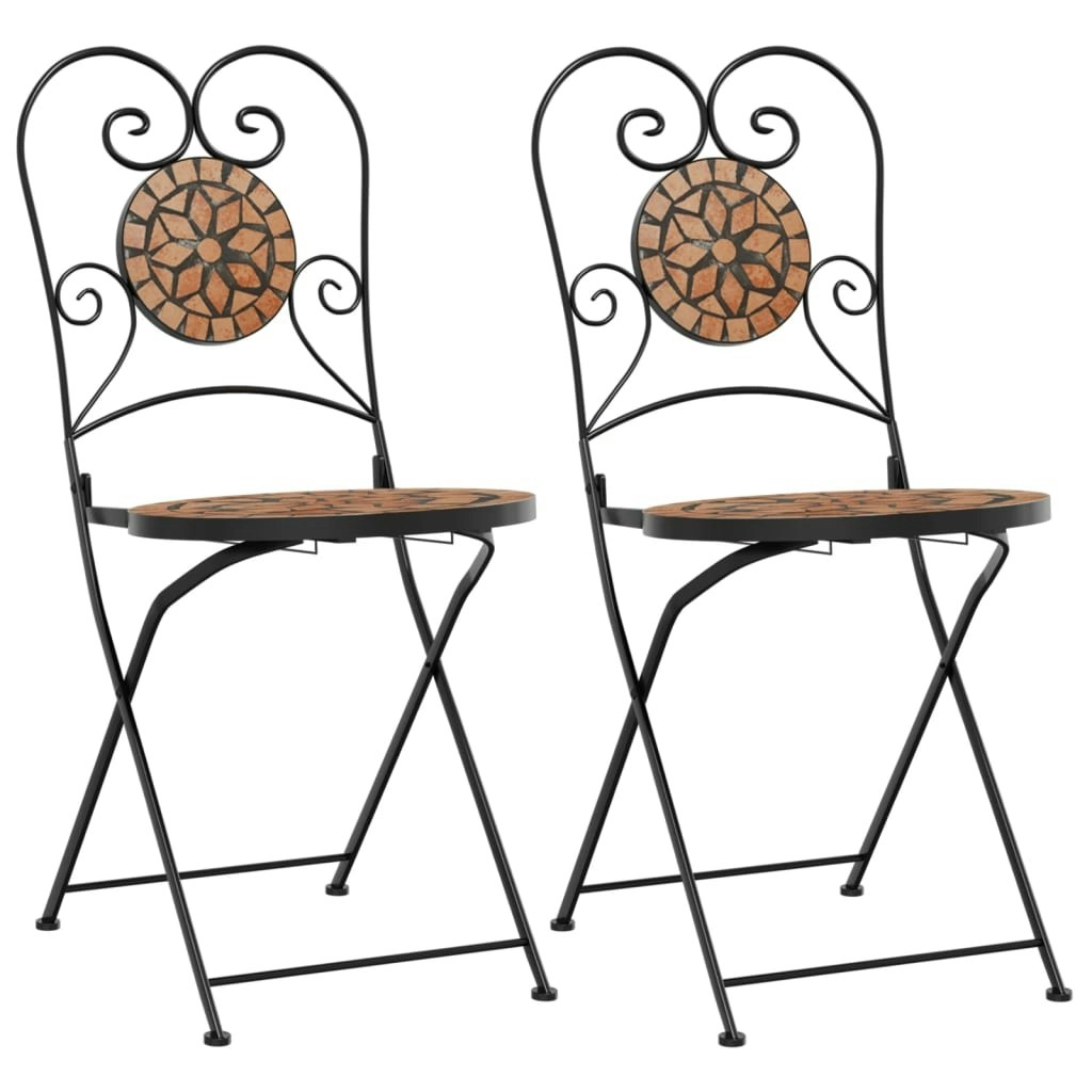 Bistro Chairs Foldable 2 pcs Terracotta Ceramic 4003403