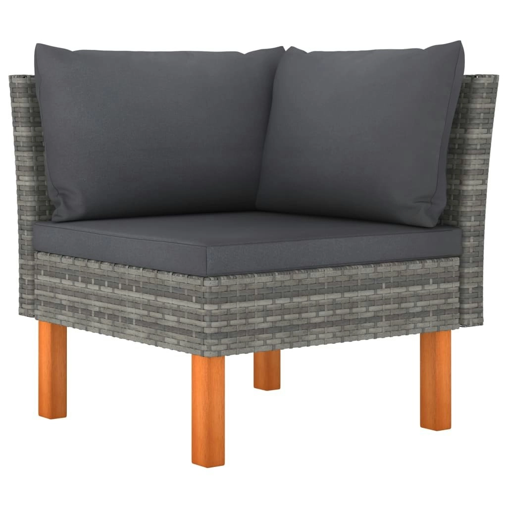 Corner Sofa Poly Rattan and Solid Eucalyptus Wood 315754