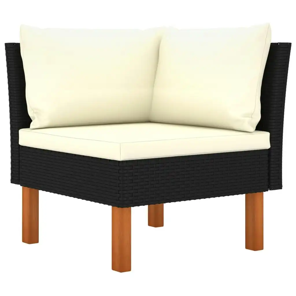 Corner Sofa Poly Rattan and Solid Eucalyptus Wood 315763