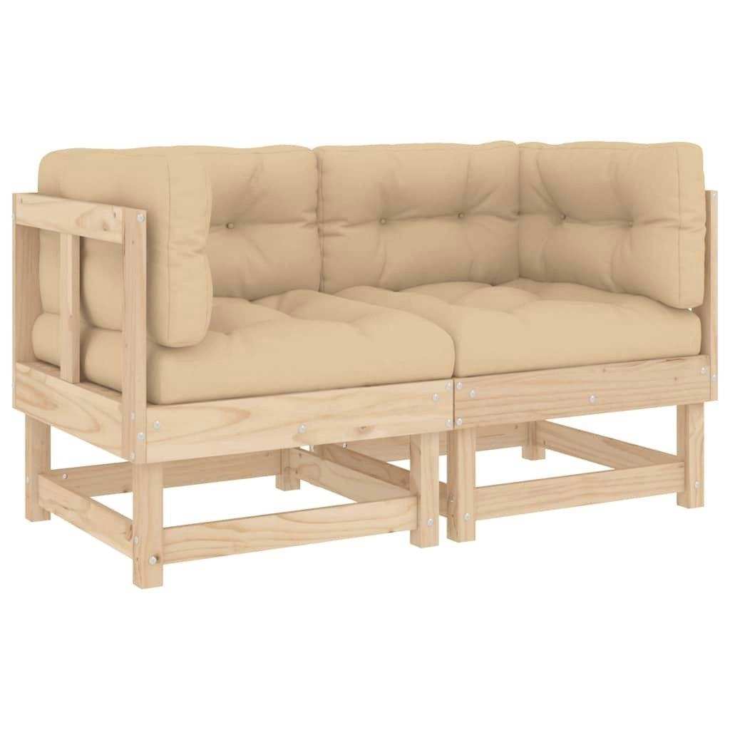 Corner Sofas with Cushions 2 pcs Solid Wood Pine 825450