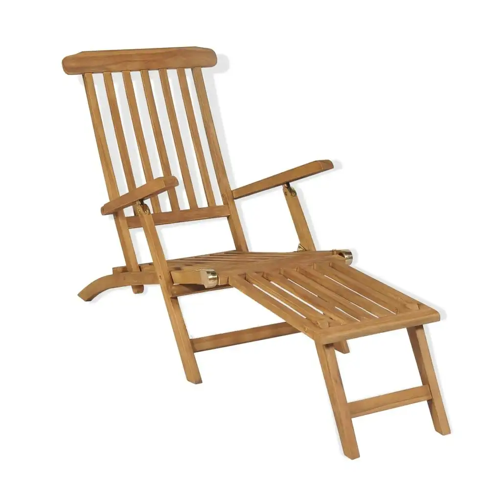 Deck Chair with Footrest Solid Teak Wood 43800