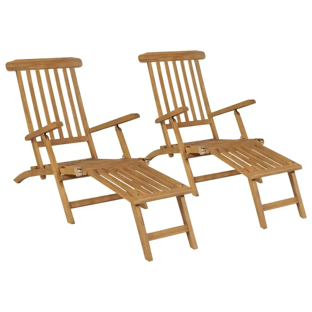 Deck Chairs with Footrests 2 pcs Solid Teak Wood 3073291