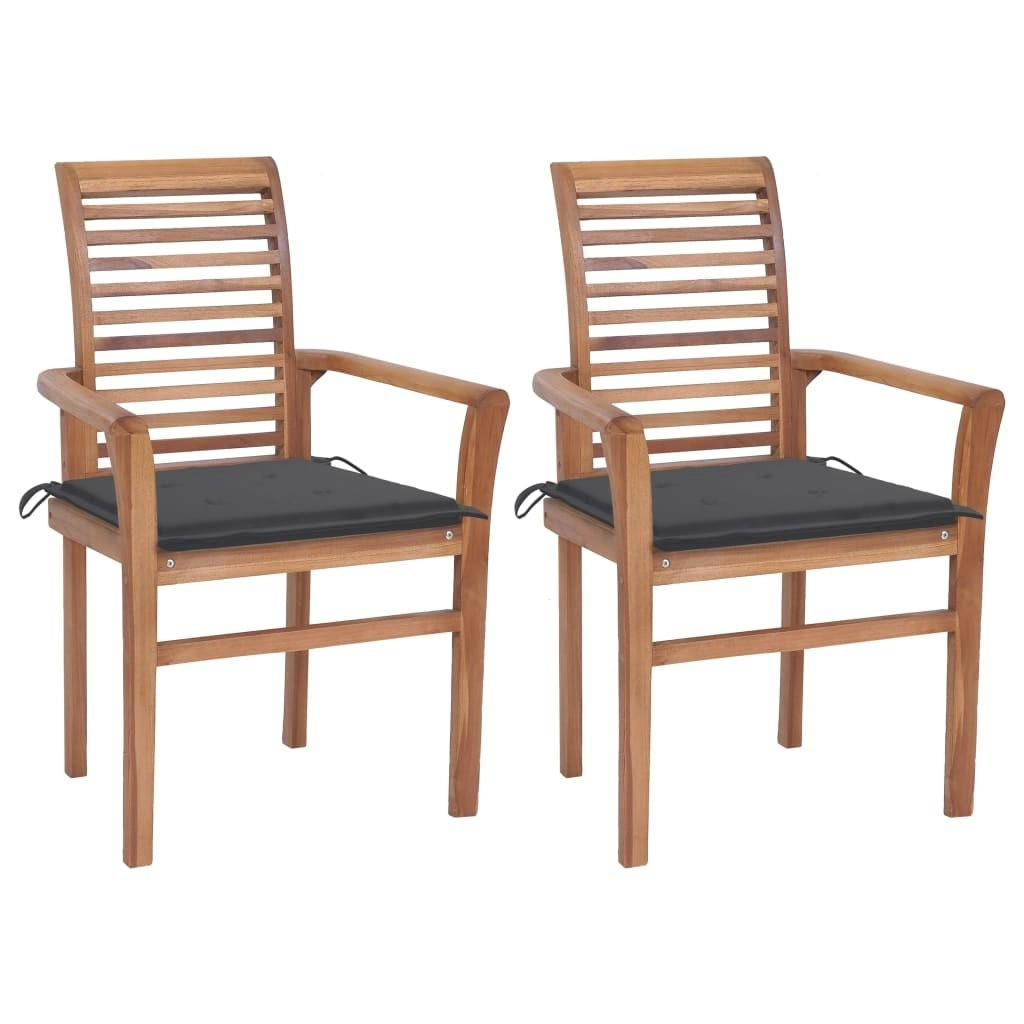 Dining Chairs 2 pcs with Anthracite Cushions Solid Teak Wood 3062595