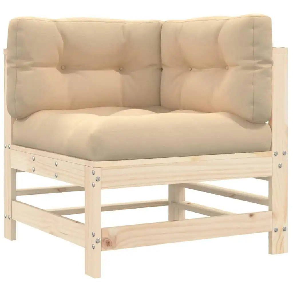 Corner Sofa with Cushions Solid Wood Pine 825653