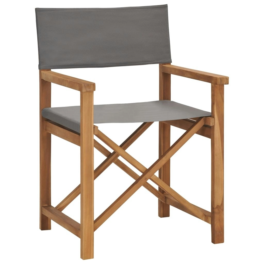 Director's Chair Solid Teak Wood Grey 47411