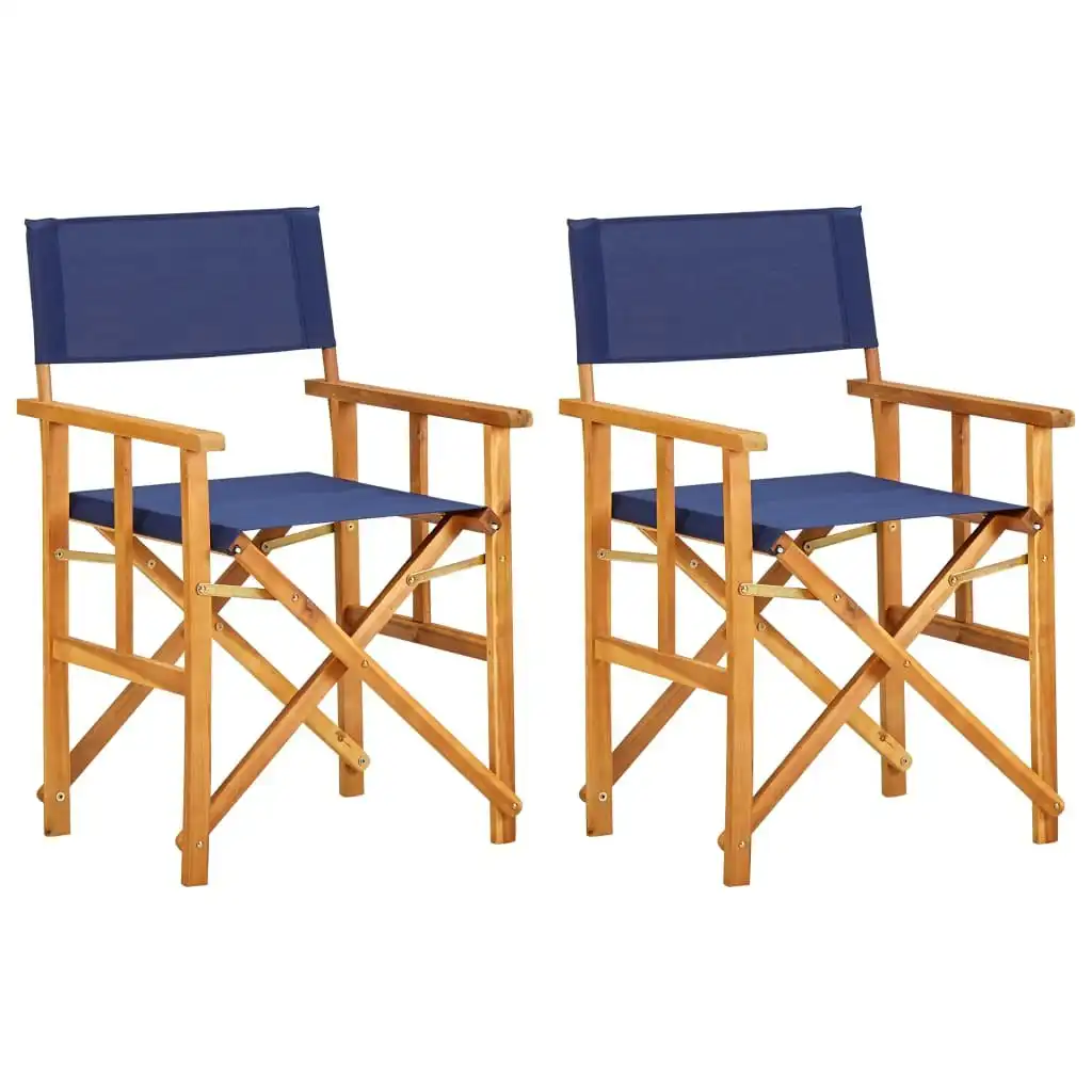 Director's Chairs 2 pcs Solid Acacia Wood Blue 45948