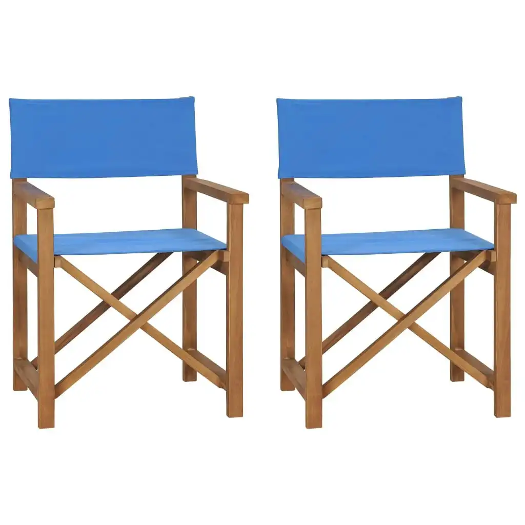 Director's Chairs 2 pcs Solid Wood Teak Blue 3143630