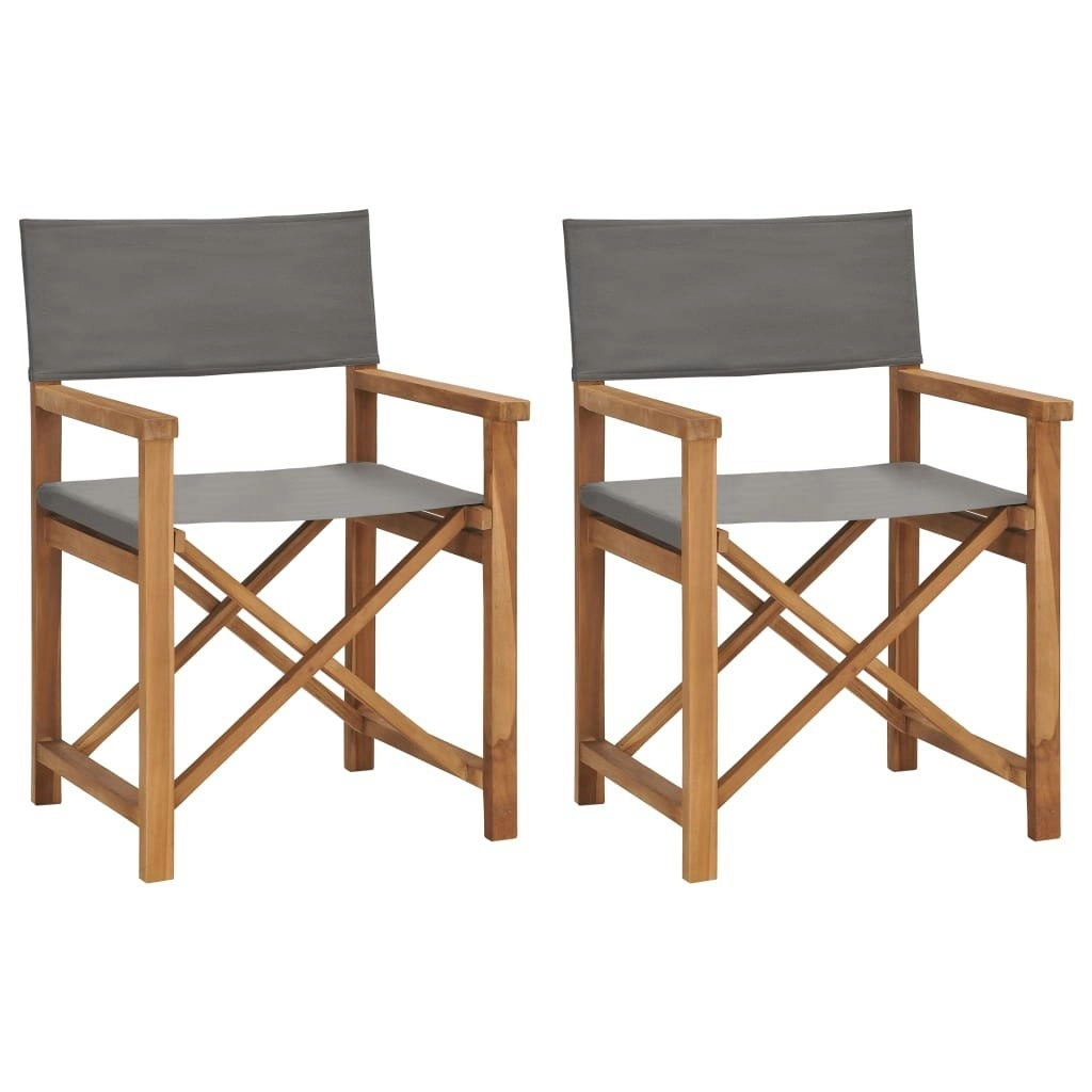 Director's Chairs 2 pcs Solid Wood Teak Grey 3143629