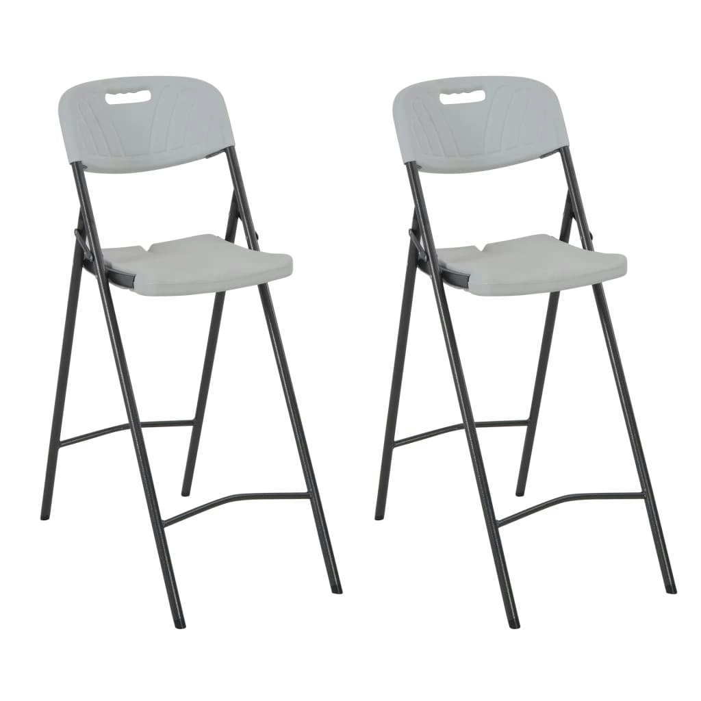 Folding Bar Chairs 2 pcs HDPE and Steel White 44561