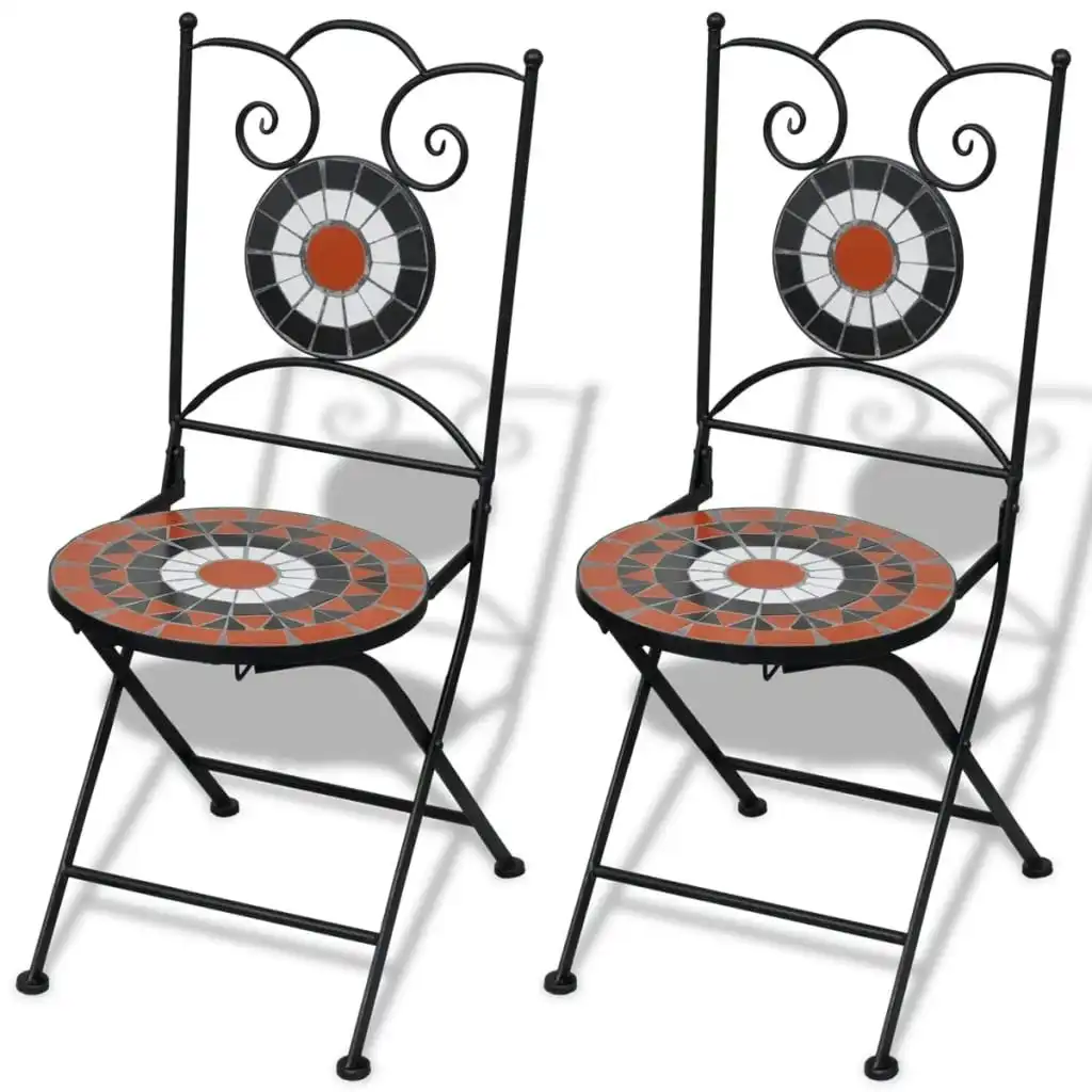 Folding Bistro Chairs 2 pcs Ceramic Terracotta and White 41535