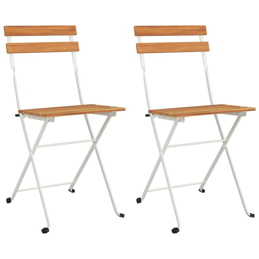 Folding Bistro Chairs 2 pcs Solid Wood Acacia and Steel 319974