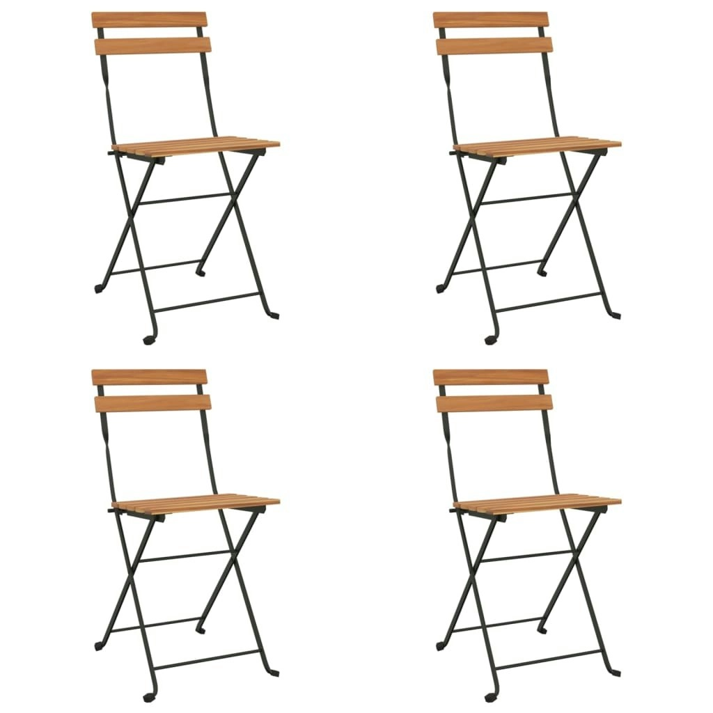 Folding Bistro Chairs 4 pcs Solid Wood Teak and Steel 319980