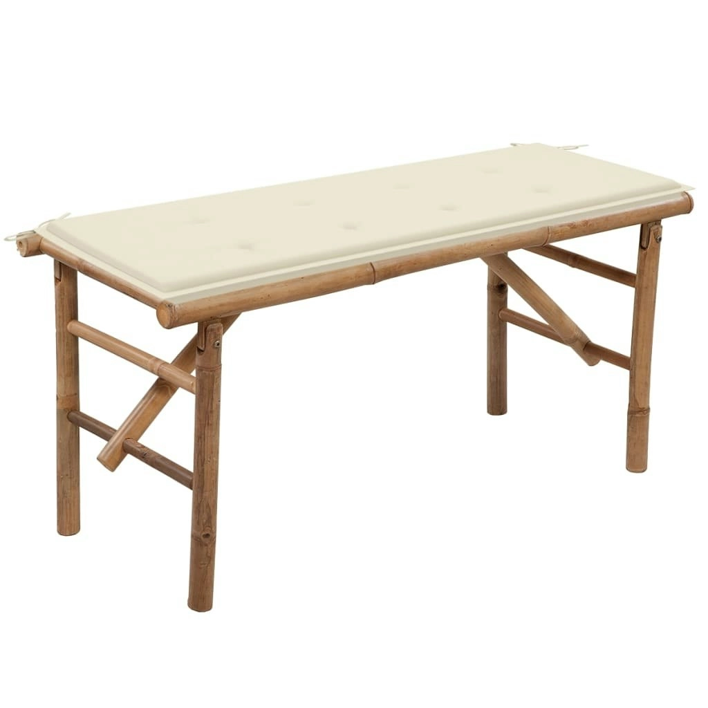 Folding Garden Bench with Cushion 118 cm Bamboo 3063851