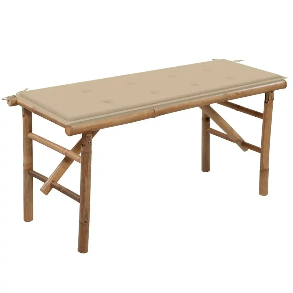 Folding Garden Bench with Cushion 118 cm Bamboo 3063852