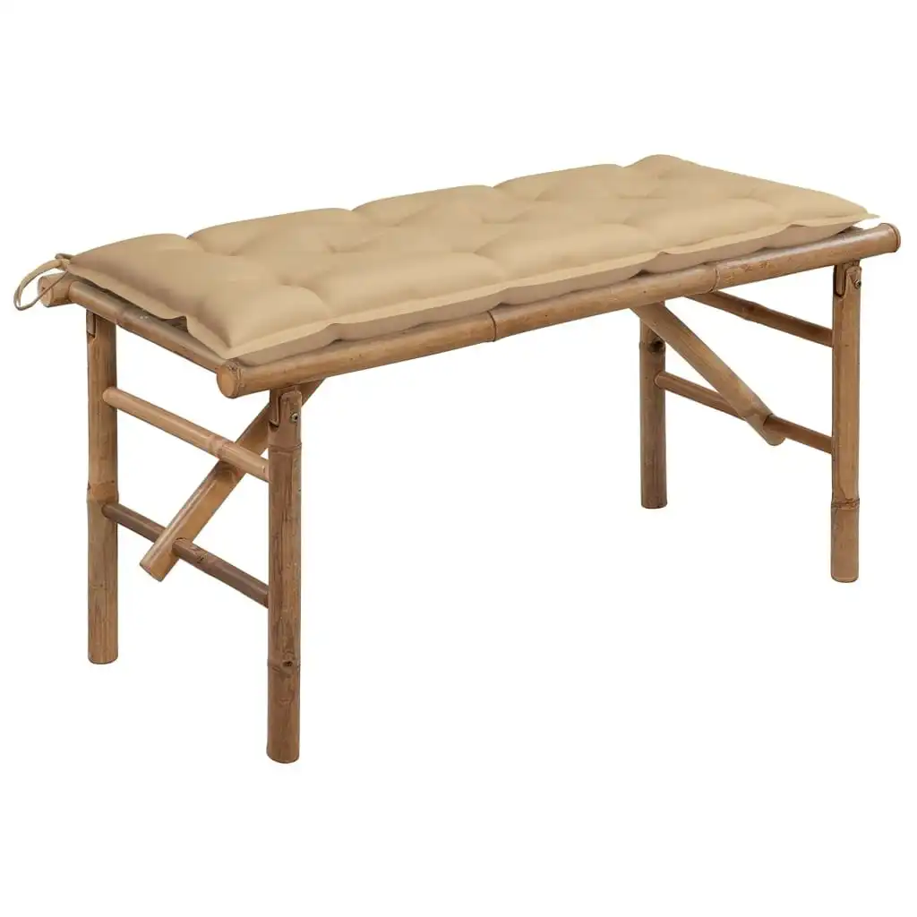 Folding Garden Bench with Cushion 118 cm Bamboo 3063867