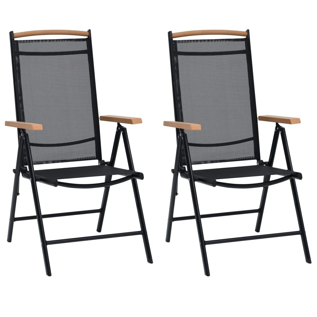 Folding Garden Chairs 2 pcs Aluminium and Textilene Black 41732