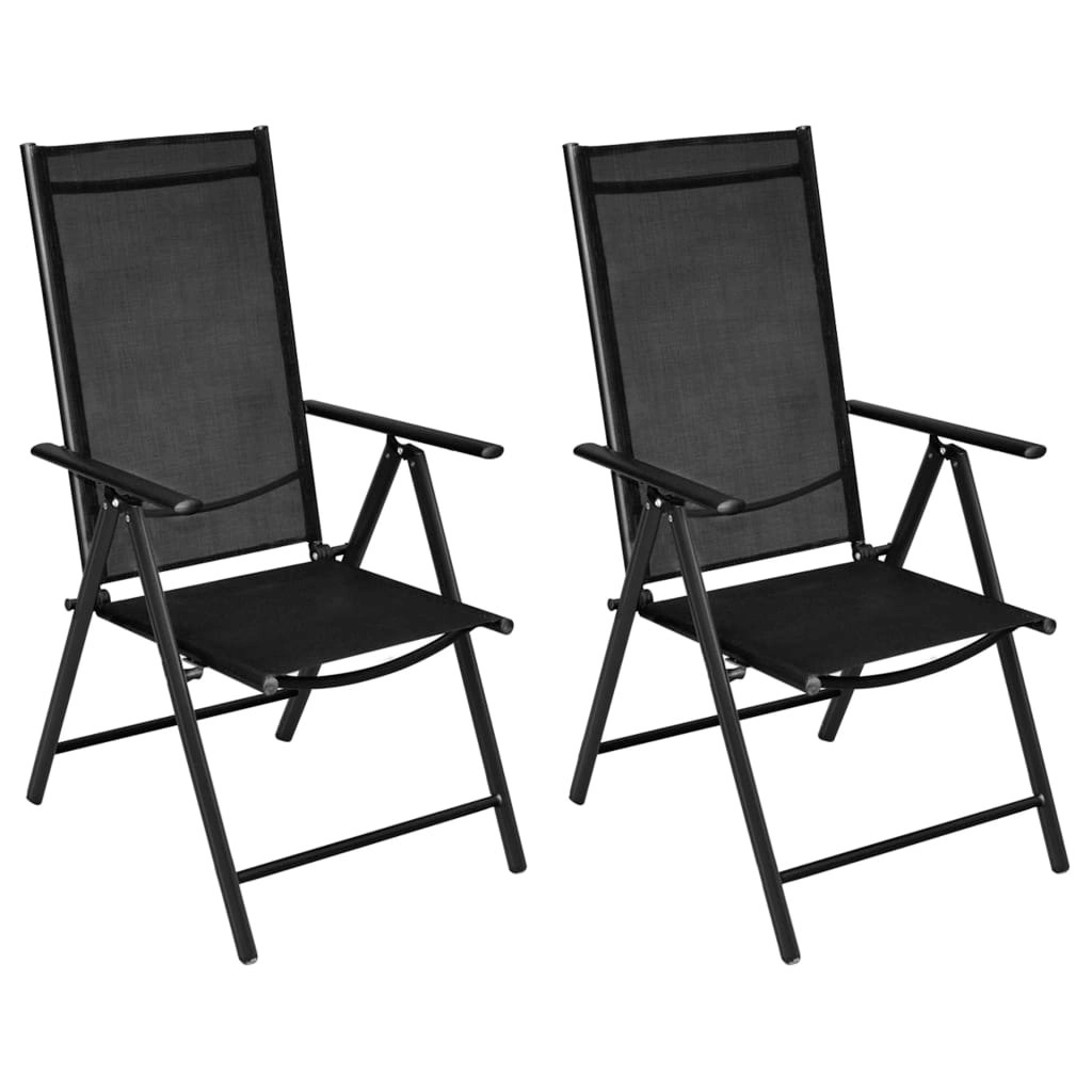 Folding Garden Chairs 2 pcs Aluminium and Textilene Black 41730