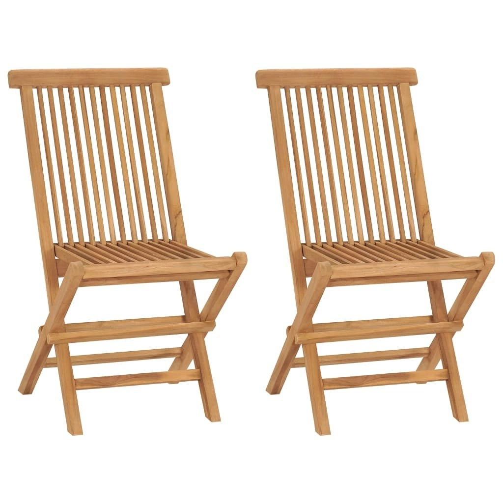 Folding Garden Chairs 2 pcs Solid Teak Wood 41993