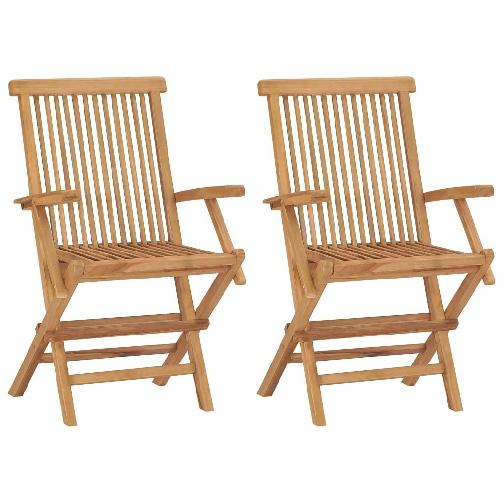 Folding Garden Chairs 2 pcs Solid Teak Wood 41999