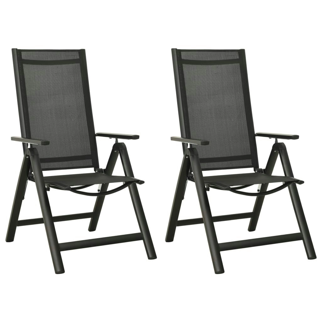 Folding Garden Chairs 2 pcs Textilene and Aluminium Black 312188