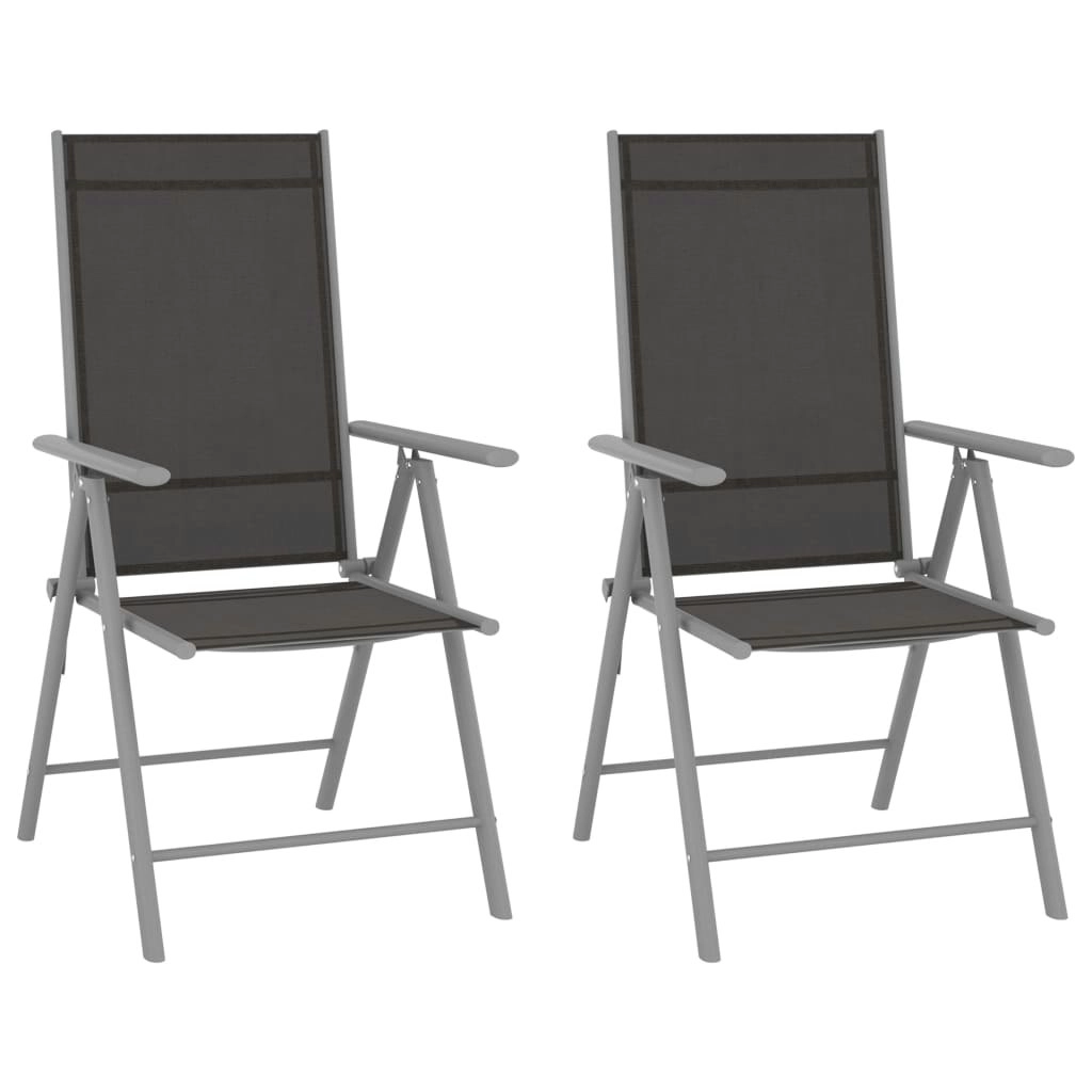 Folding Garden Chairs 2 pcs Textilene Black 312181