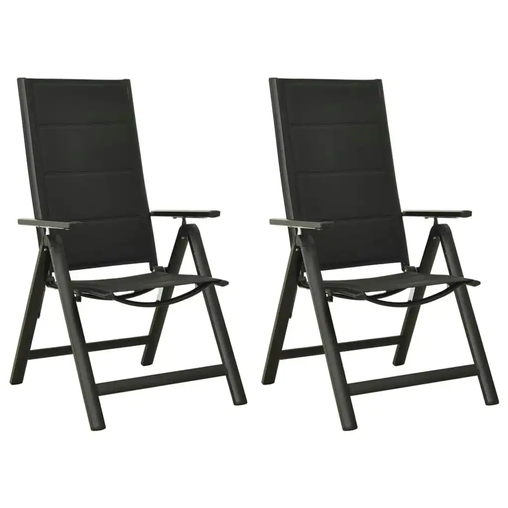 Folding Garden Chairs 2 pcs Textilene and Aluminium Black 312189