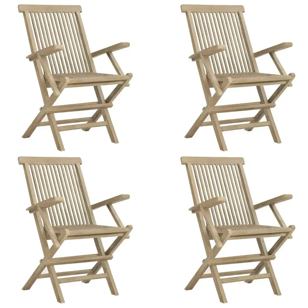 Folding Garden Chairs 4 pcs Grey 56x61x89 cm Solid Wood Teak 3155070