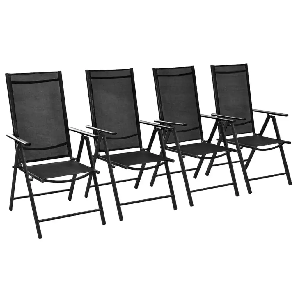 Folding Garden Chairs 4 pcs Aluminium and Textilene Black 41731