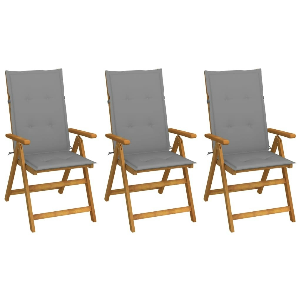 Folding Garden Chairs 3 pcs with Cushions Solid Acacia Wood 3064090