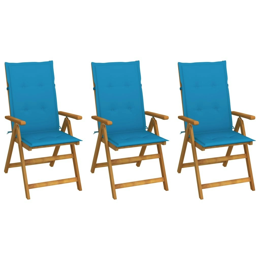 Folding Garden Chairs 3 pcs with Cushions Solid Acacia Wood 3064093