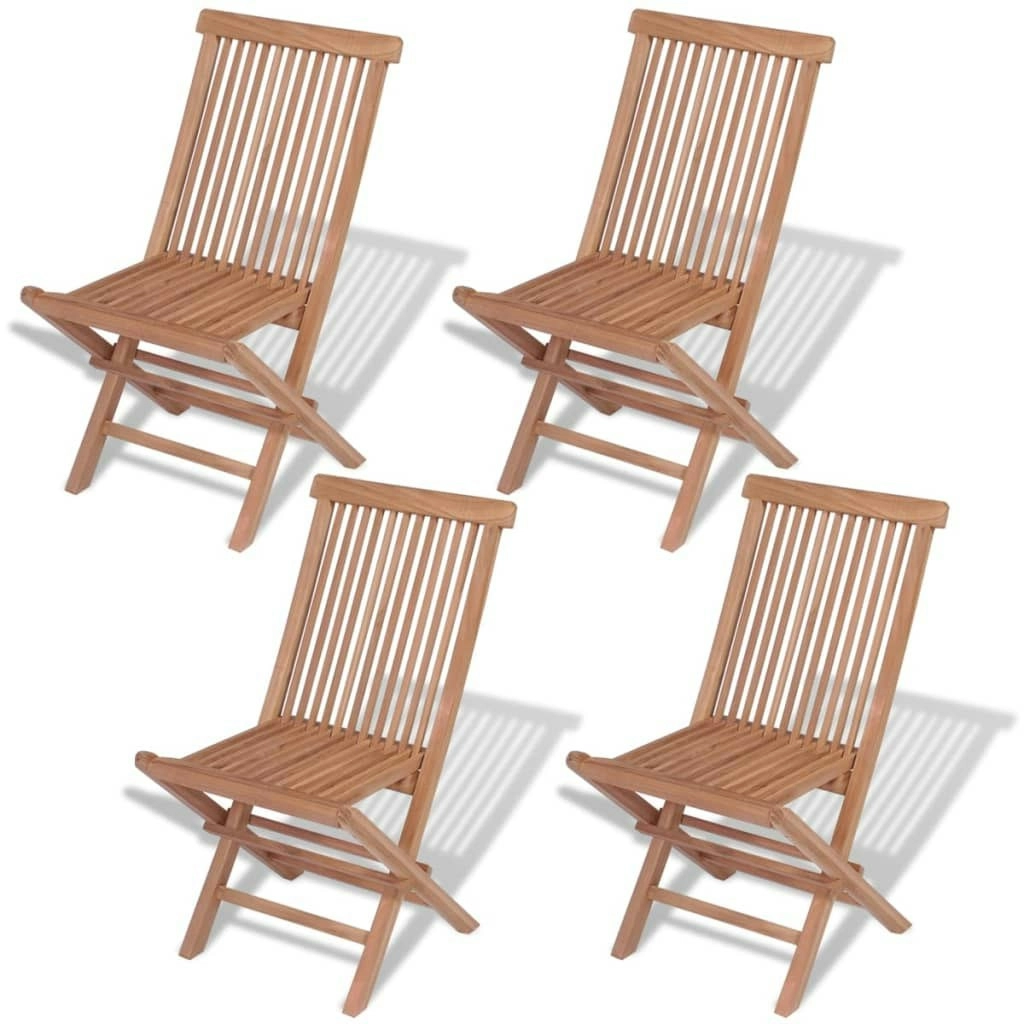 Folding Garden Chairs 4 pcs Solid Teak Wood 43040