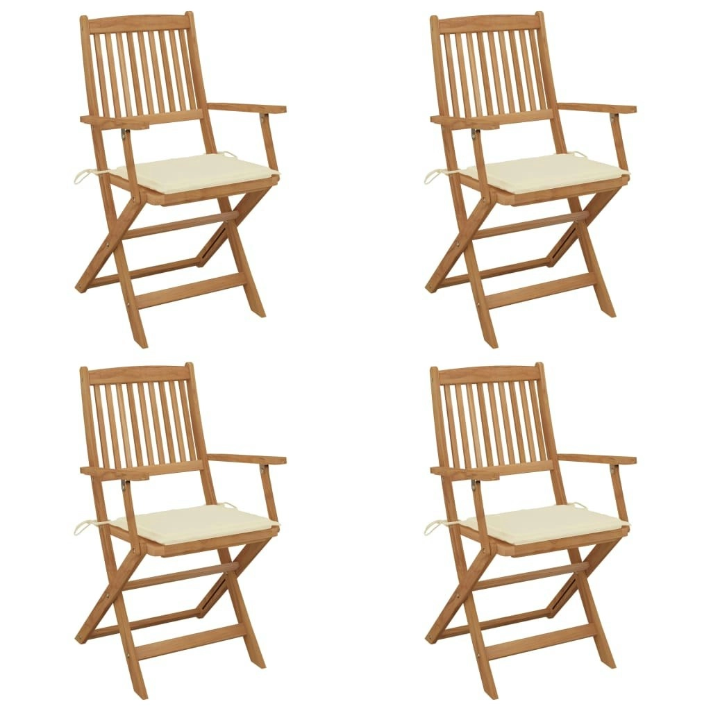 Folding Garden Chairs 4 pcs with Cushions Solid Wood Acacia 3064619