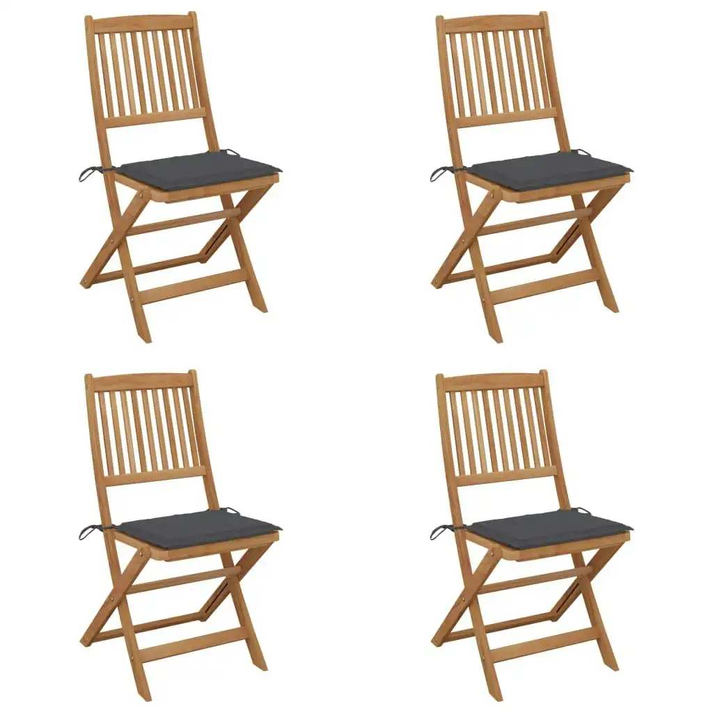 Folding Garden Chairs 4 pcs with Cushions Solid Wood Acacia 3064671