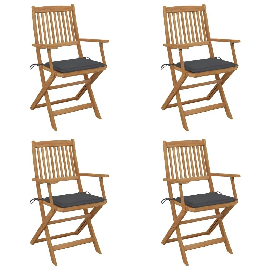 Folding Garden Chairs 4 pcs with Cushions Solid Wood Acacia 3064617