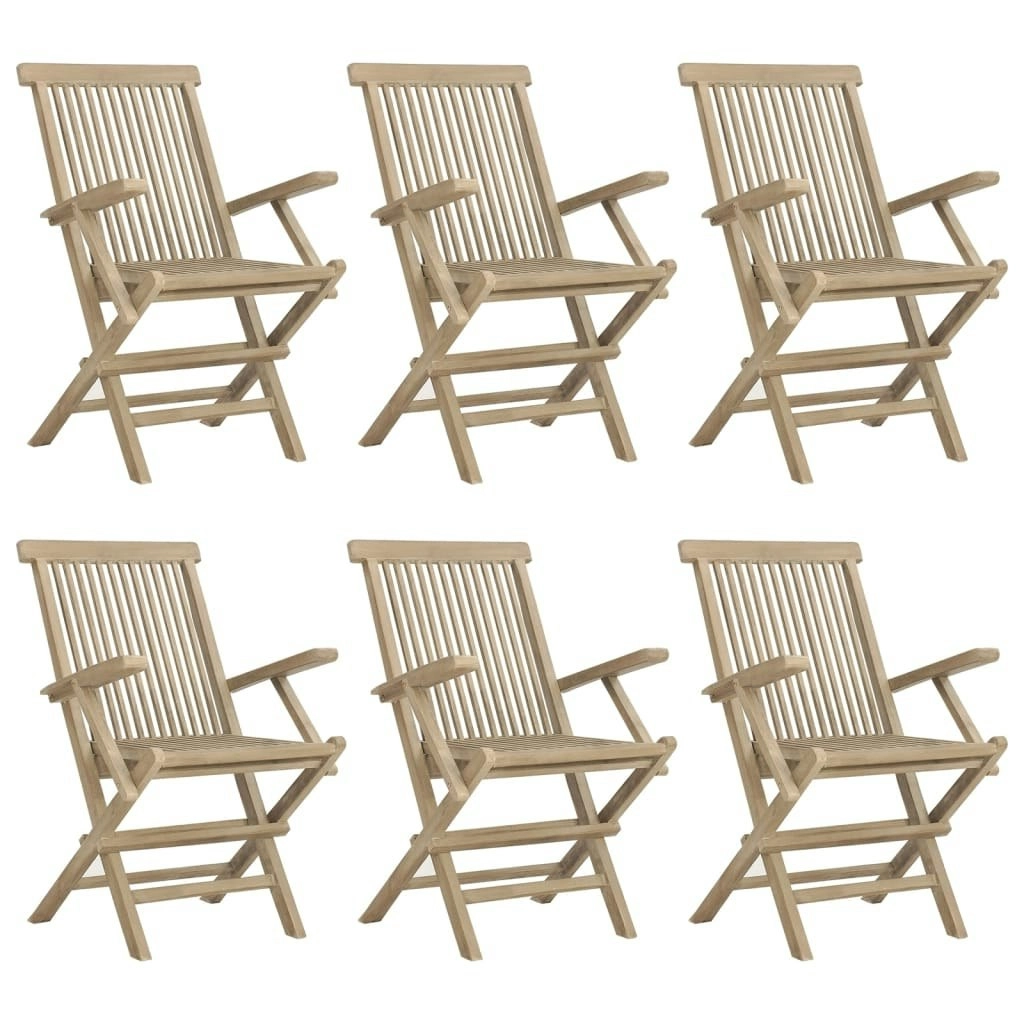 Folding Garden Chairs 6 pcs Grey 56x61x89 cm Solid Wood Teak 3155071