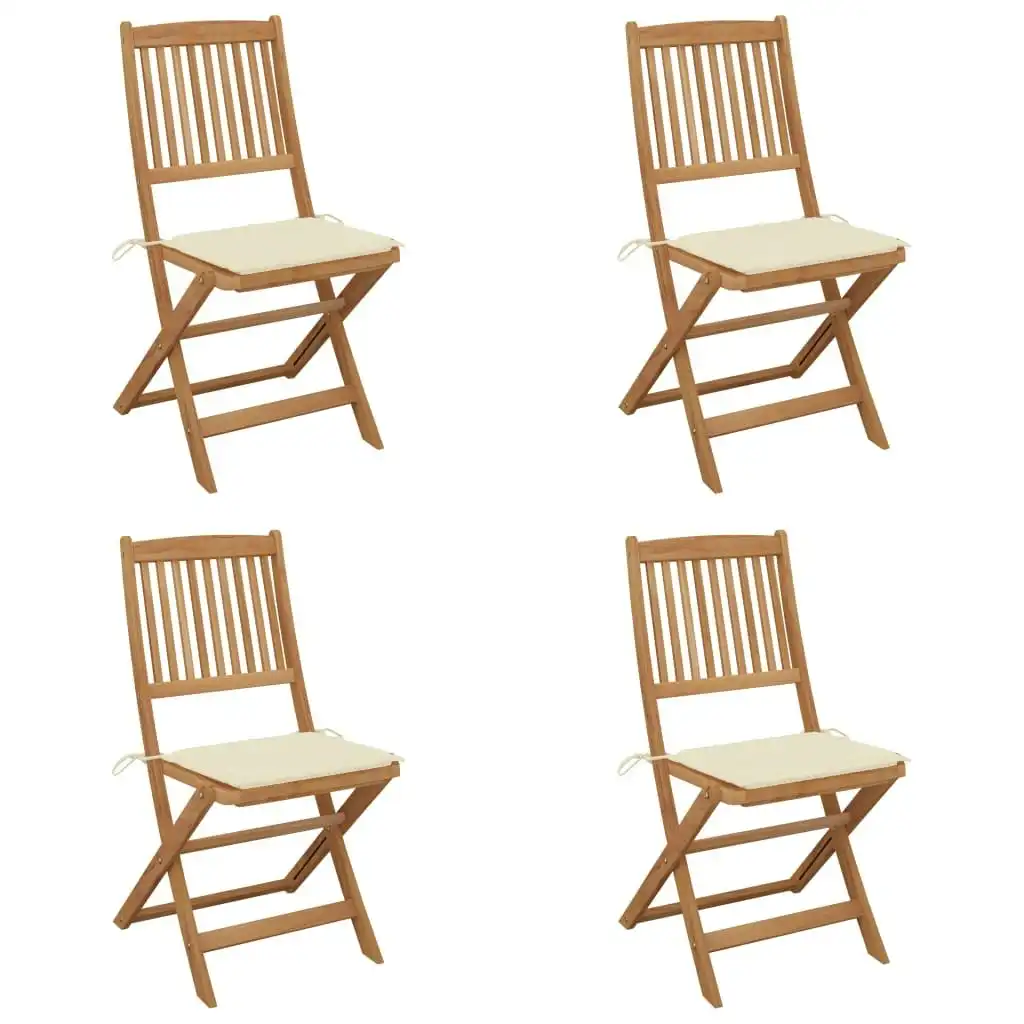 Folding Garden Chairs 4 pcs with Cushions Solid Wood Acacia 3064673