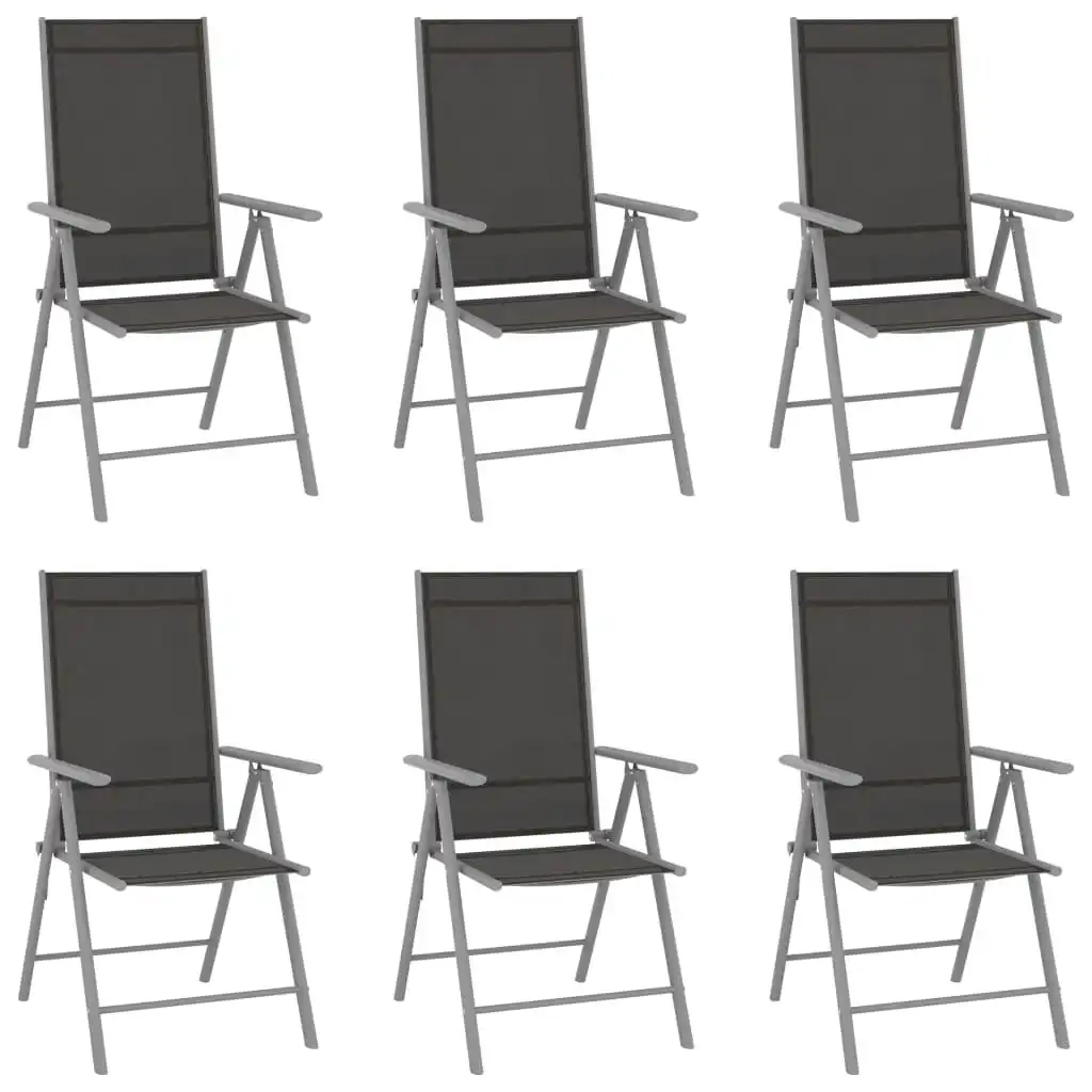 Folding Garden Chairs 6 pcs Textilene Black 312183